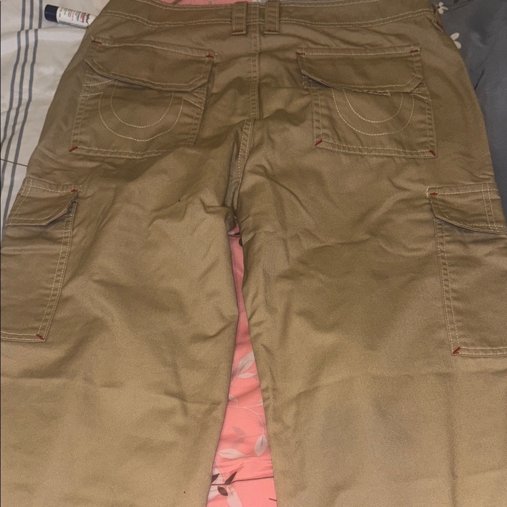 True Religion Tan Cargo Pants Straight Leg